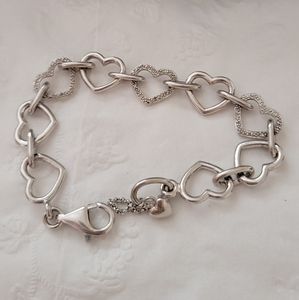 AffinityDiamond 1/8ct Sterling 7" Heart Link Bracelet